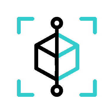 Icon with a cube outline and a selection frame &ndash; symbolizes CAE engineering analysis programs SolidWorks Simulation, Motion, Flow Simulation, SIMULIA and others.
